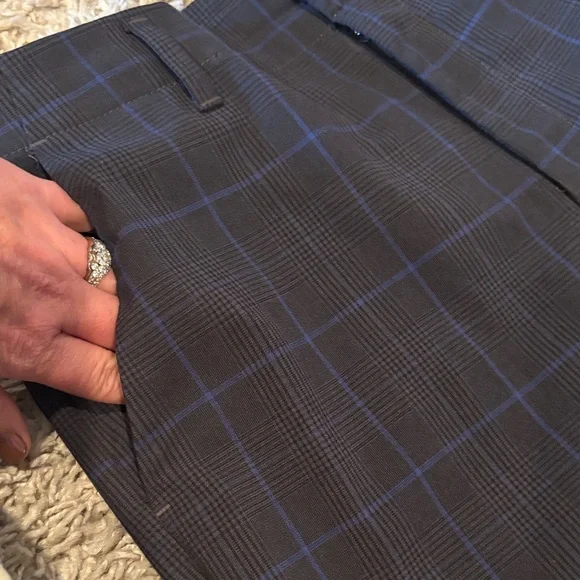 Women’s Navy Checkered Pants - Picture 1 of 4